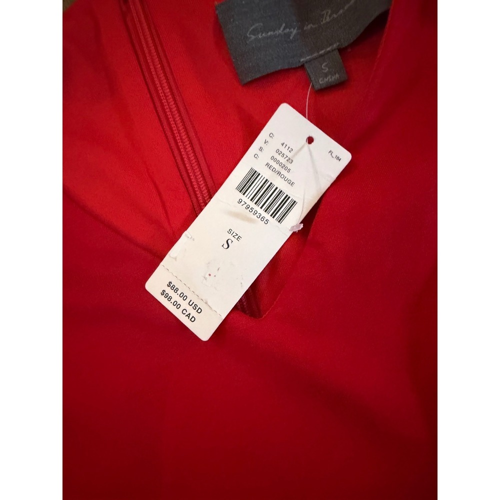 Sunday in Brooklyn Red Puff Sleeve Peplum Top‎ V-Neck NWT Size S 4112 - Picture 3 of 11